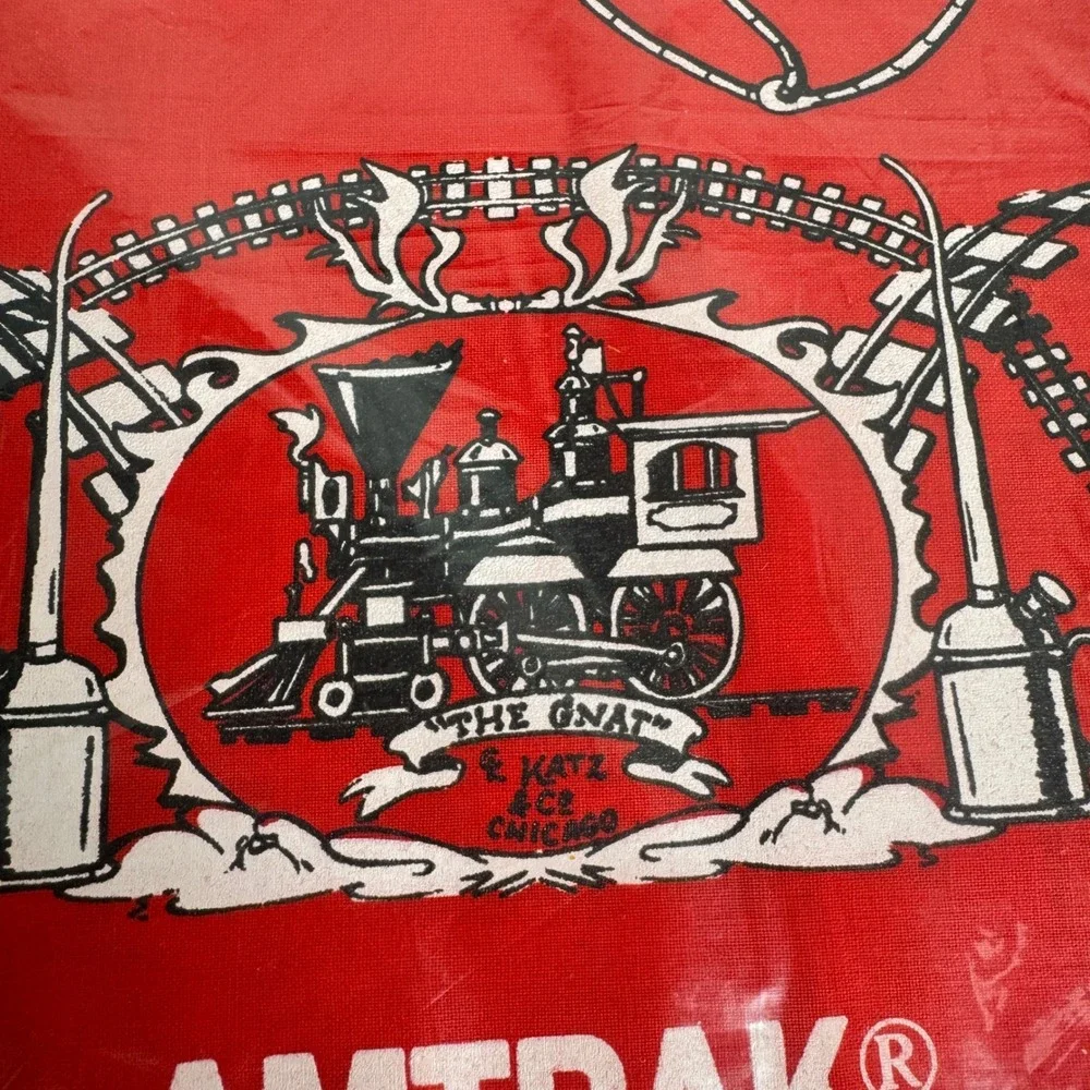 Vintage Amtrak The Gnat Steam Locomotive Red Souvenir Bandana E Katz Chicago USA